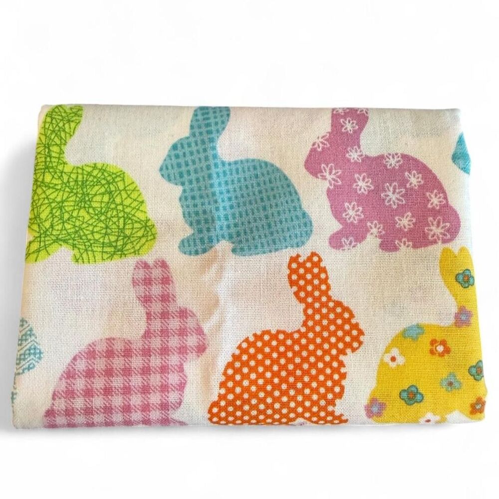 18"X 21"Pastel Bunny Fat Quarter | Easter Bunny Cotton Fabric